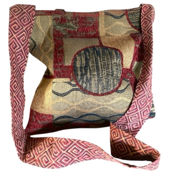 Vibrant Music-Themed Hobo Denim Pocket Embroidered Reverse Canvas Back Bag NWOT - Picture 4 of 14